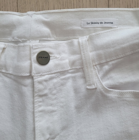 Frame Denim Women's Le Skinny De Jeanne Jeans White RARE Single Knee Rip Sz 28 - Picture 3 of 8